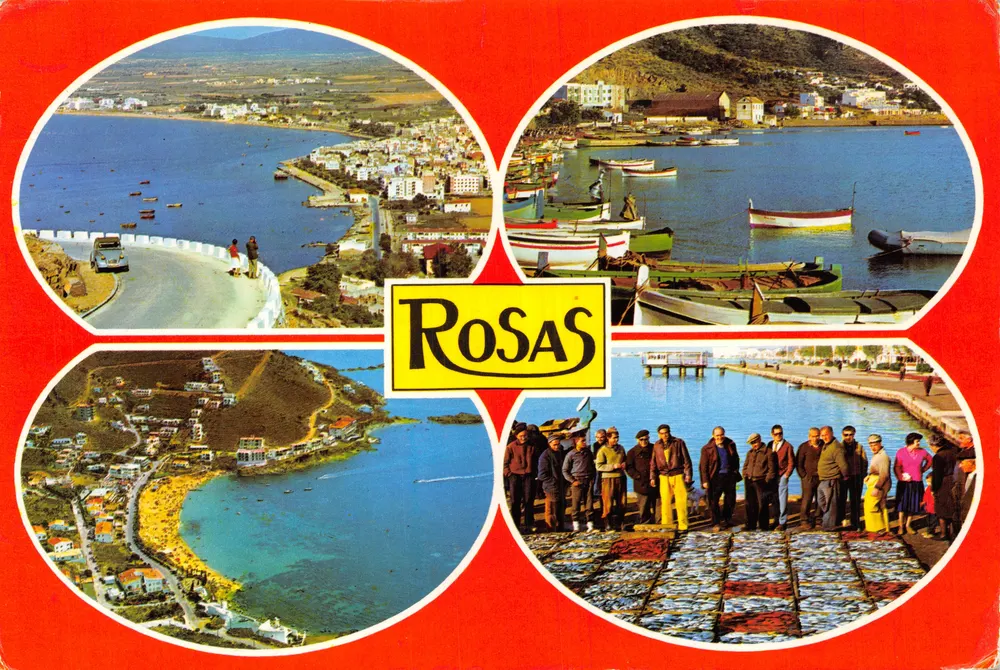 Rosas — Panoramablick und Hafen — Gráficas Harris (Barcelona) Nr. 1194 - Vorderseite