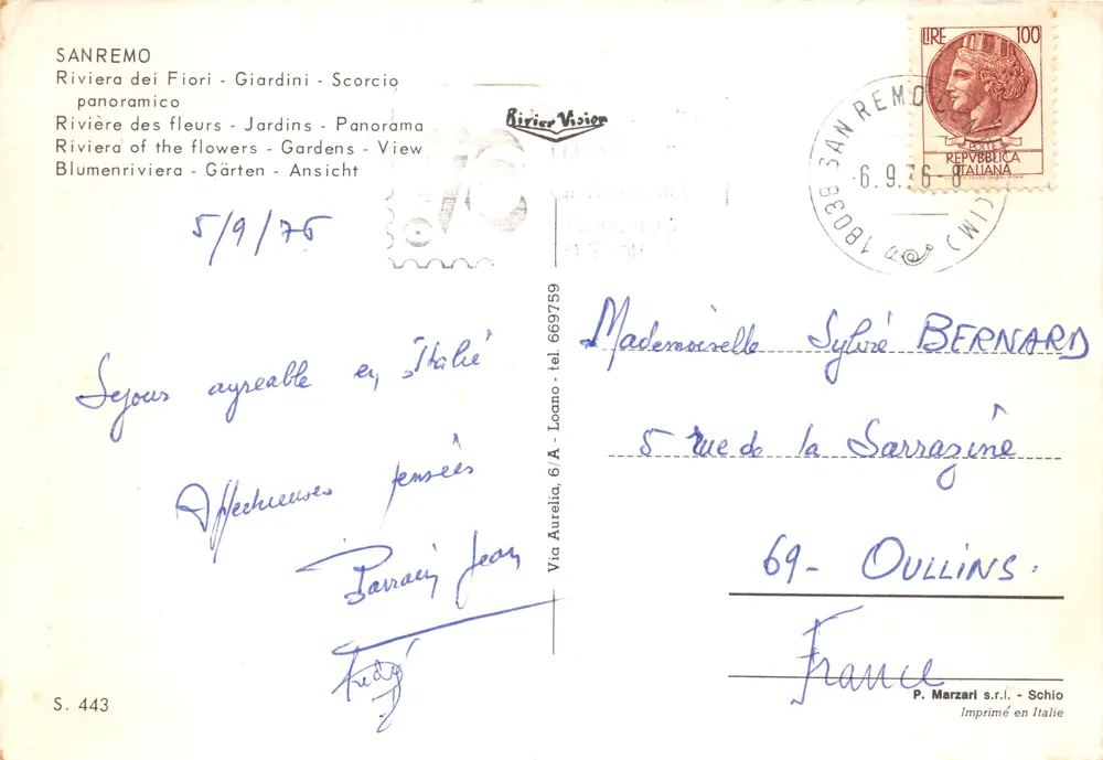 Sanremo — Gärten der Riviera des Fleurs — Rivier Vision - Rückseite