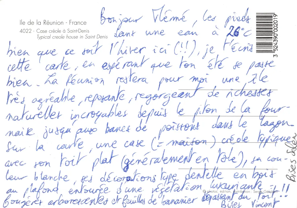 Case créole — maison typique à Saint-Denis — éditeur Serge Gélaben - Verso