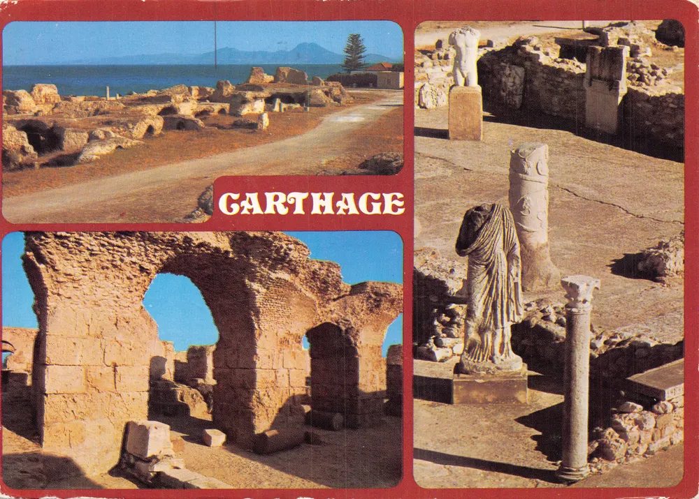 Carthage — Antike Ruinen und Statuen am Meer — Éditions Tani, Tunis - Vorderseite