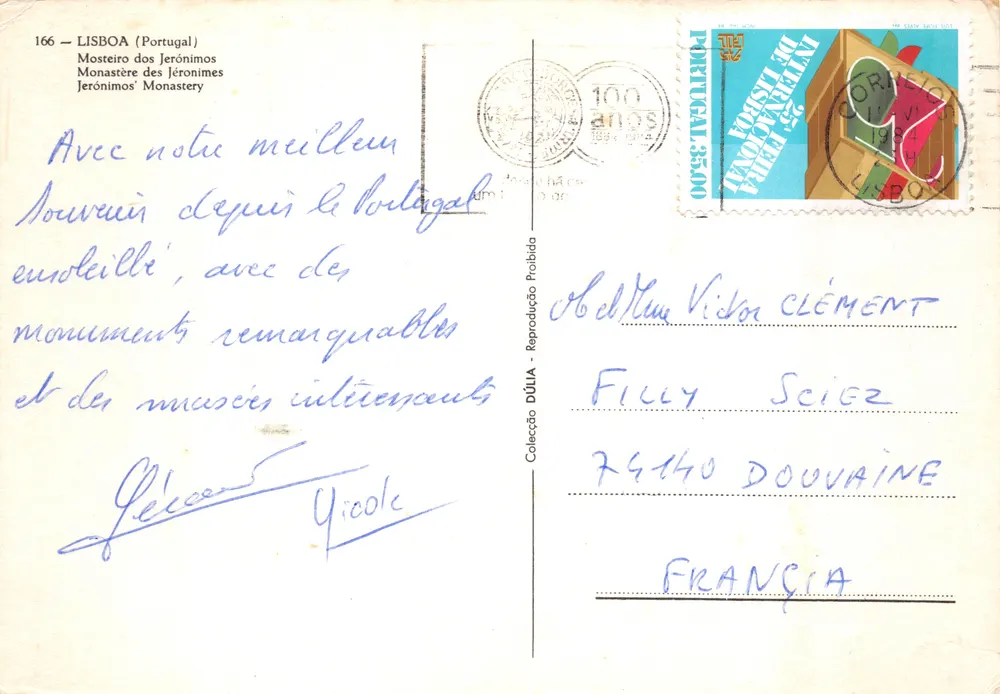 Lisbonne — Monastère des Jérônimes — éditeur DÚLIA, n° 166 - Verso
