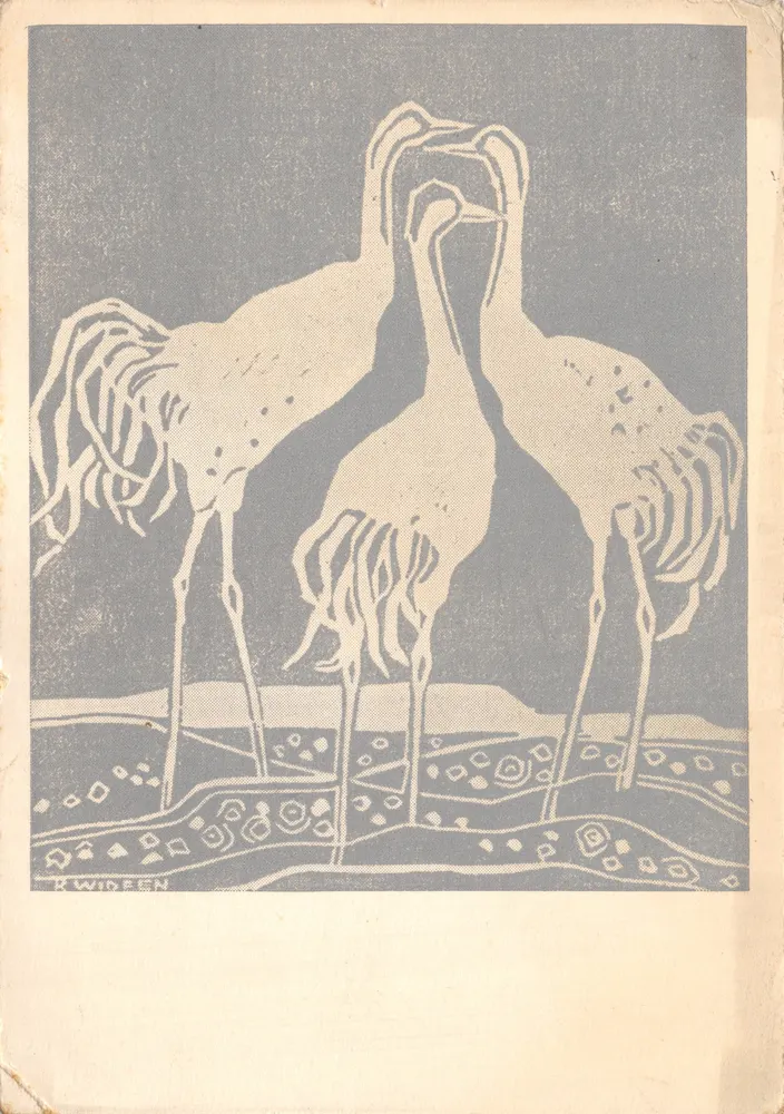 Cranes — gravure stylisée — éditeur BRITA WIDEEN, n° 12345 - Recto