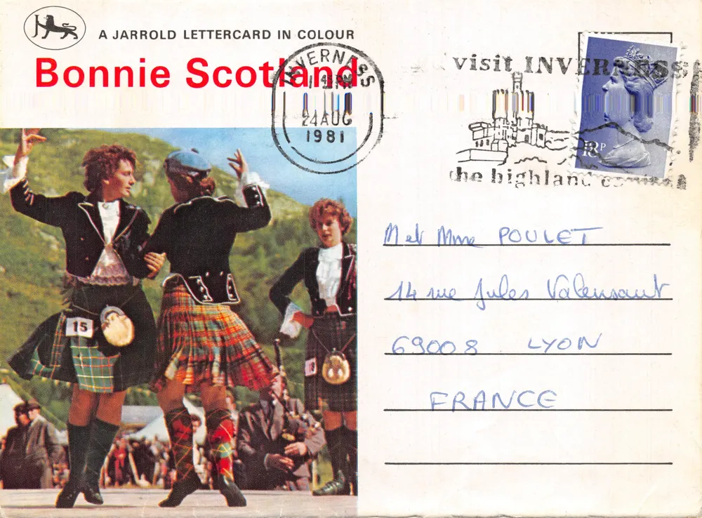 Tanzszene aus Schottland — Highland — Verlag A JARROLD LETTERCARD IN COLOUR - Vorderseite