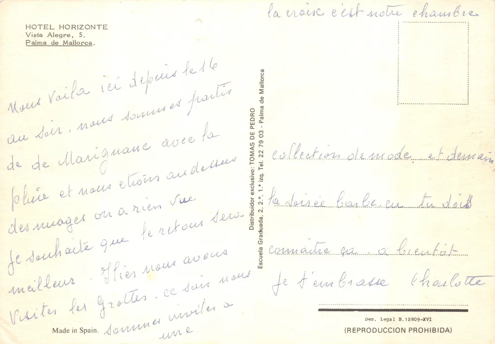 Hotel Horizonte — Ansicht der Poolanlage und des Gebäudes — Verlag Tomas de Pedro - Rückseite