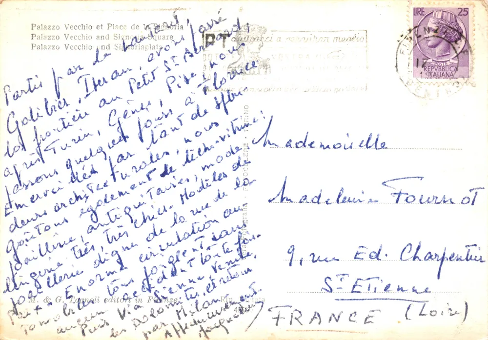 Palazzo Vecchio und Piazza della Signoria — Florenz — Verlag M. & G. Tornali, n° 099 - Rückseite