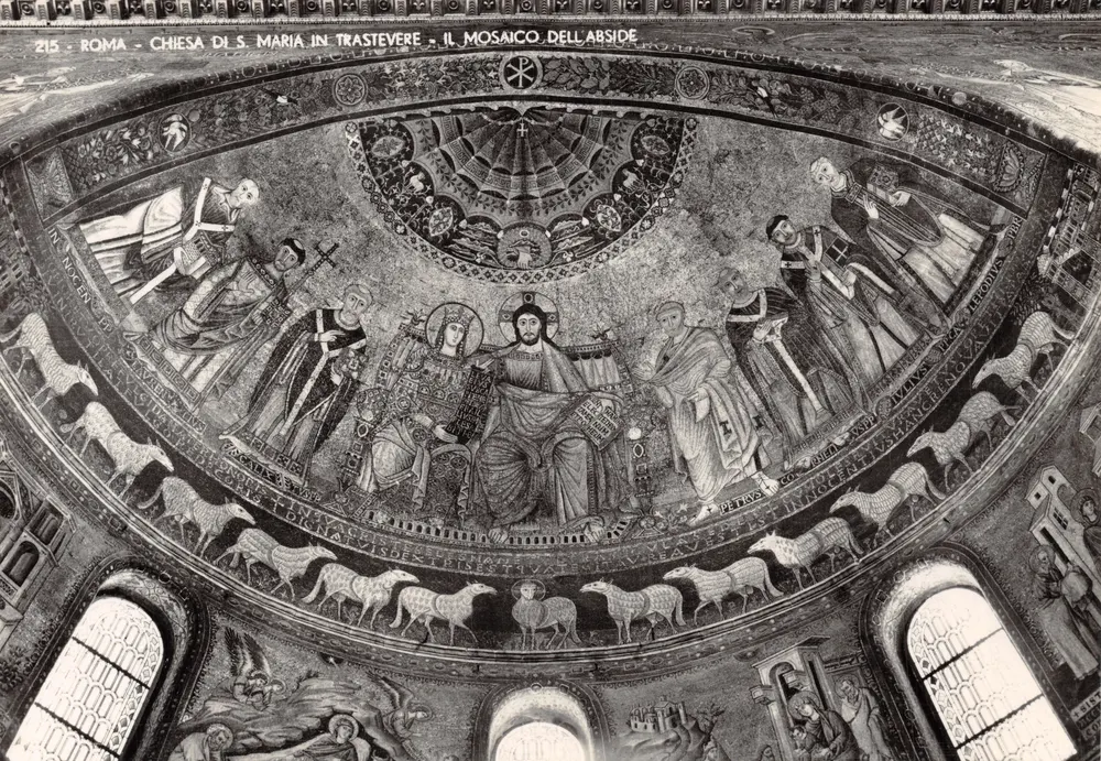 Rom - Kirche S. Maria in Trastevere - Das Mosaik der Apsis - Vorderseite