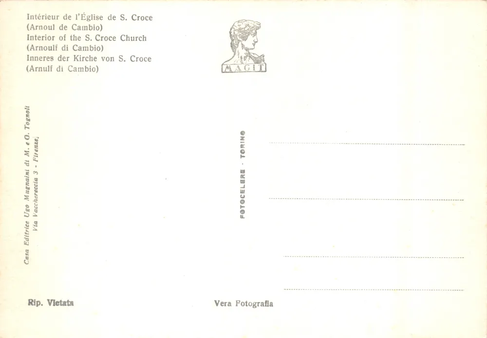 Intérieur de la Chiesa di S. Croce — éditeur MAGIT, n° 207 - Verso