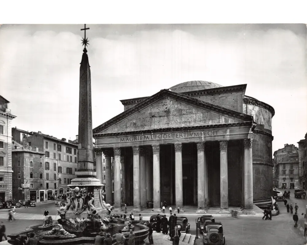 Rom — Pantheon mit Fontäne und Obelisk — Bromofoto Milano, n° 107 - Vorderseite
