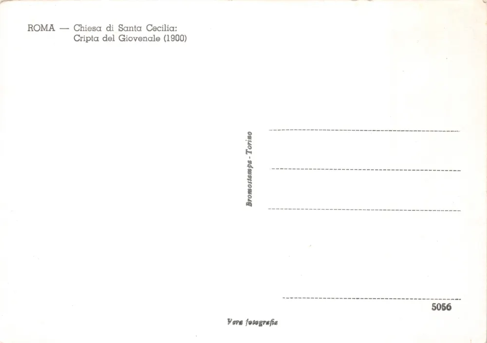 Rom — Grabkapelle Santa Cecilia — Verlag Bromostampa Torino, Nr. 5056 - Rückseite