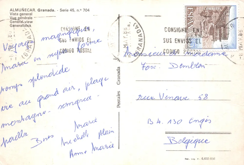 Almuñécar — allgemeiner Blick — Verlag Almuñécar, Serie 45 n° 704 - Rückseite