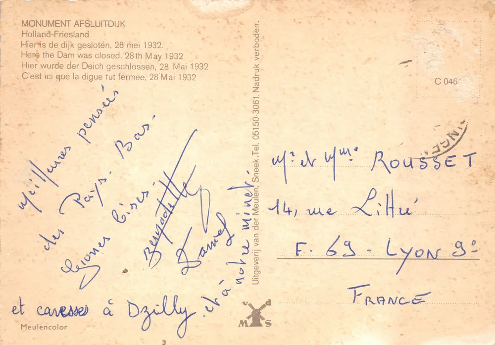 Monument Afsluitdijk — geschlossene Damm am 28. Mai 1932 — Verlag Meulencolor, Nr. C 046 - Rückseite