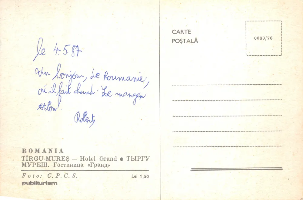 Hôtel Grand — Tîrgu-Mureș — éditeur publiturism - Verso