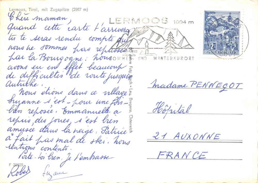 Lermoos, Tirol — Ansicht des Zugspitzes (2967 m) — Verlag LERMOOS 1004 m - Rückseite