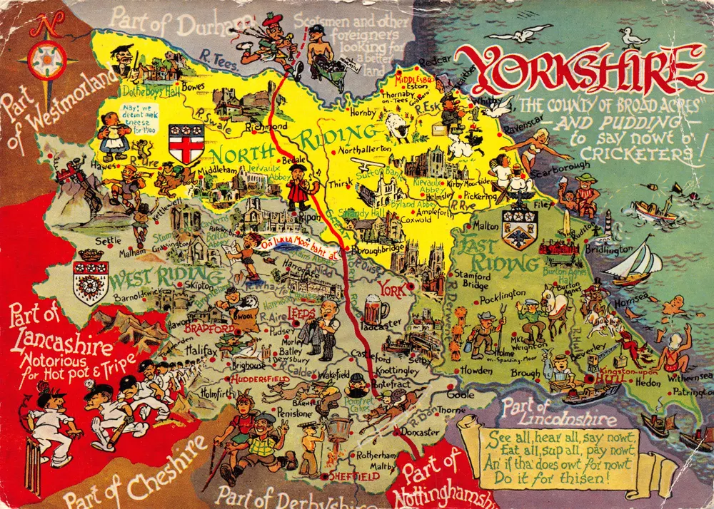 Yorkshire — illustrierte humoristische Ansichtskarte — Verlag Ladywhite Ltd - Vorderseite