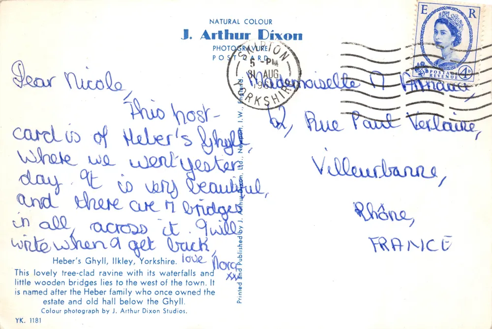 Heber's Ghyll — ravine arborisé avec cascades — J. Arthur Dixon - Verso