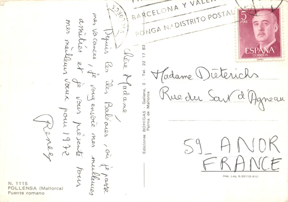 Pollensa — Ponte Romana — edição BOHIGAS, n.º 1115 - Verso