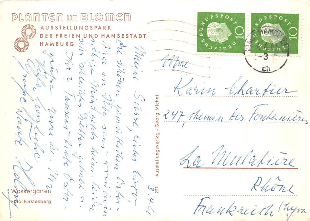 Wasser Garten — Fontäne und Wasserlilien — Ausstellungsverlag, Nr. 237 - Rückseite