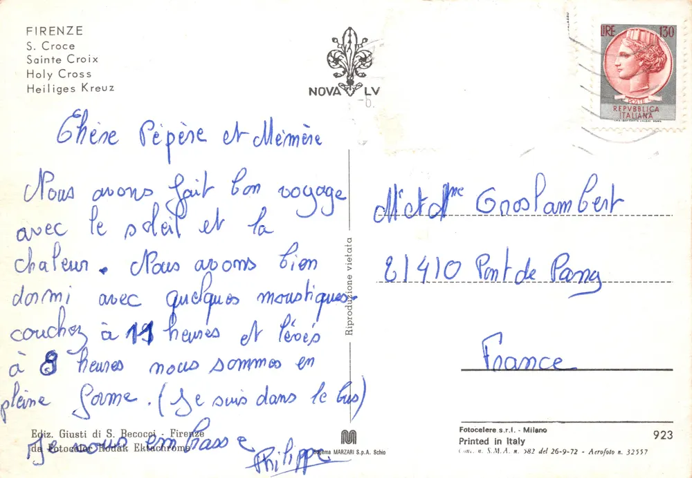 Firenze - S. Croce - Éditeur Giusti di S. Becocci - n° 923 - Verso