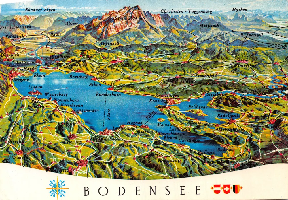 Bodensee — carte topographique en relief — Bodan-Ansichtskartenverlag - आगे
