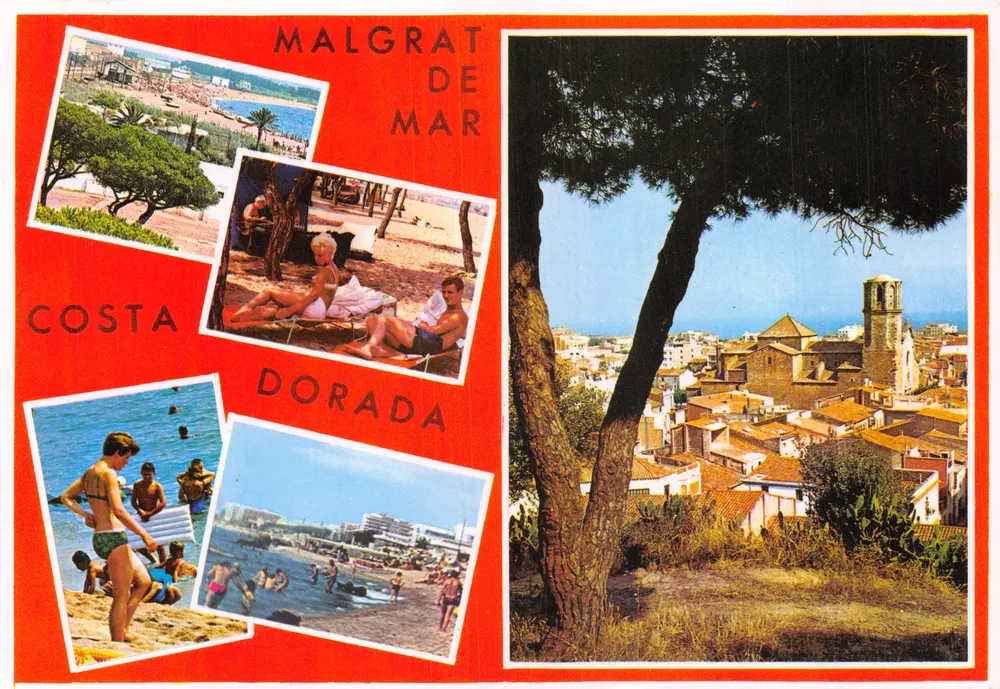 Malgrat de Mar — Panoramablick und Strandbilder — Verlag Pergamino, Nr. 578 - Vorderseite