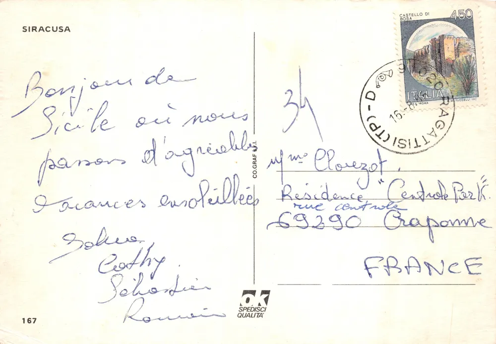 Luftbild von Syrakus — Verlag CO. GRAF. SIRACUSA, Nr. 167 - Rückseite