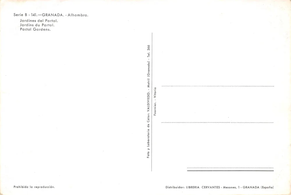 Gärten des Partal — Alhambra — Verlag VALDIVIESO, Vitoria - Rückseite