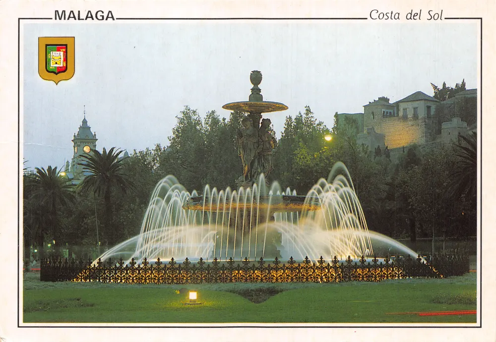 Malaga — Fontäne der Drei Grazien — L. DOMINGUEZ, S.A. N° 27 - Vorderseite