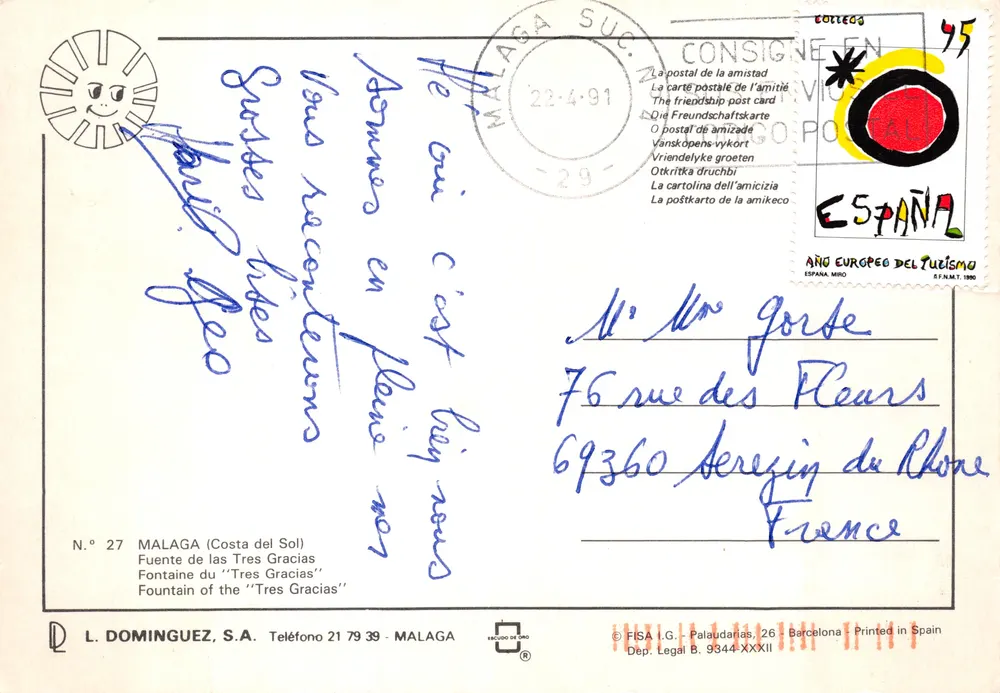 Malaga — Fontäne der Drei Grazien — L. DOMINGUEZ, S.A. N° 27 - Rückseite