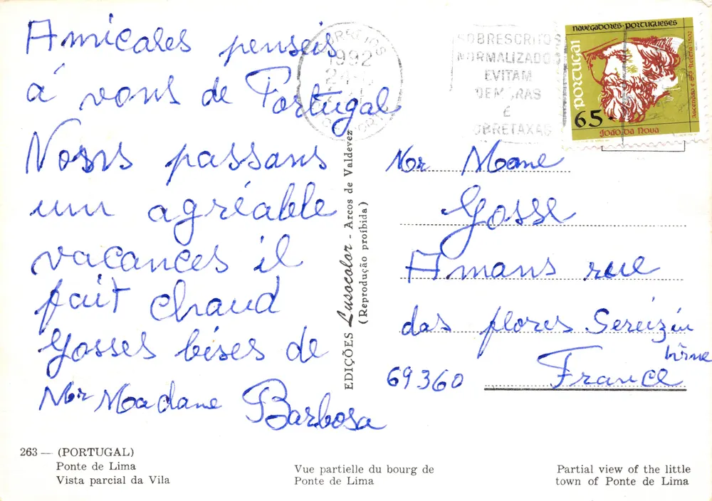 Brücke von Lima — Teilansicht des Dorfes mit der römischen Brücke — Editions Lusacolor - Rückseite