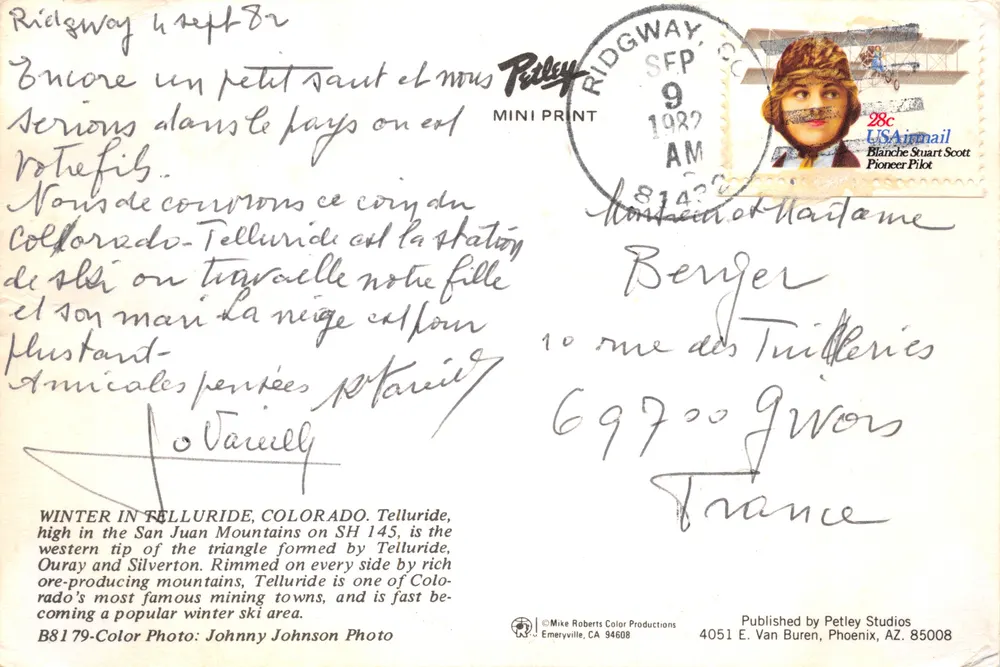 Telluride, Colorado — station de ski enneigée — Published by Petley Studios - 뒷면