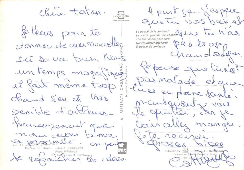 Calpe — Der Felsen von Calpe — Verlag A. SUBIRATS CASANOVAS - Rückseite