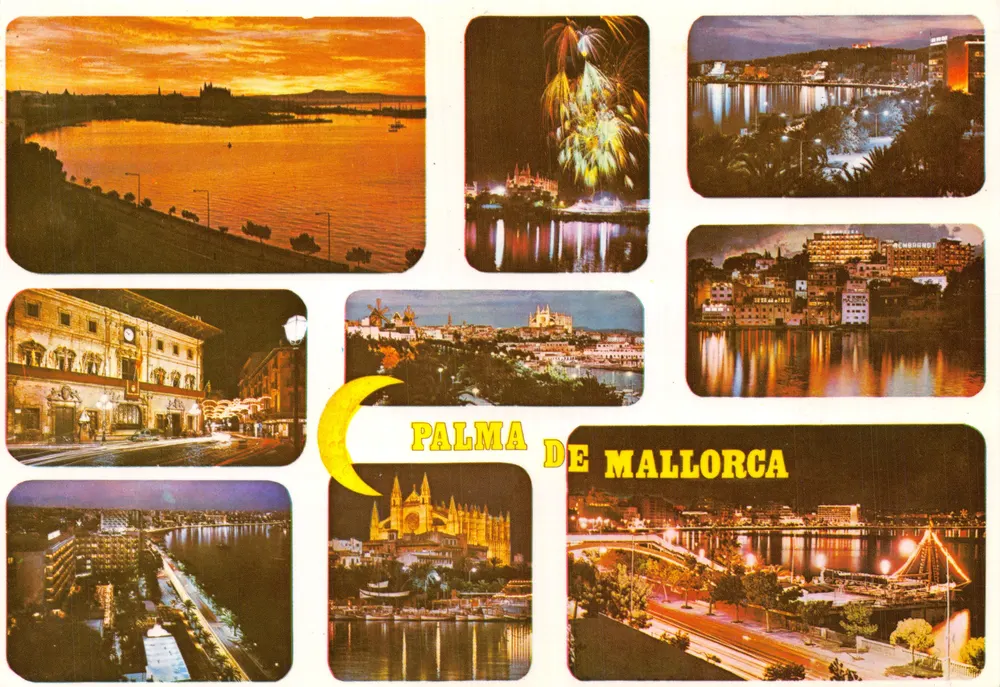 Palma de Mallorca — nächtliche Aussicht und Sonnenuntergang — Palma Editions - Vorderseite