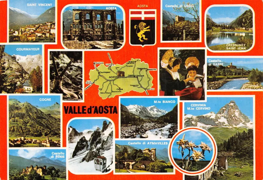 Valle d'Aosta — Collage von Sehenswürdigkeiten und Landschaften — Ediz. Escl. Capurso - Quart (Aosta) - Vorderseite