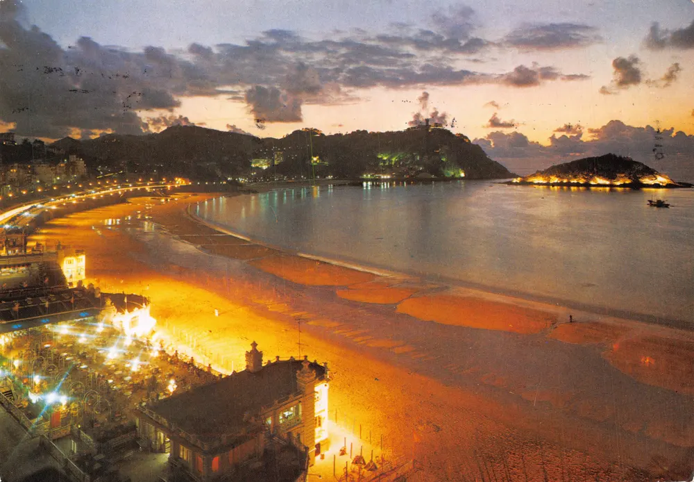 San Sebastián — Strände von Concha bei Sonnenuntergang — Verleger nicht sichtbar - Vorderseite