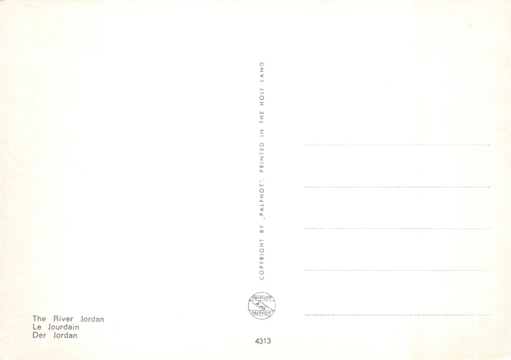 Der Jordan — Ansicht des Flusses mit Schilf — gedruckt von PALPHOT, Nr. 4313 - Rückseite