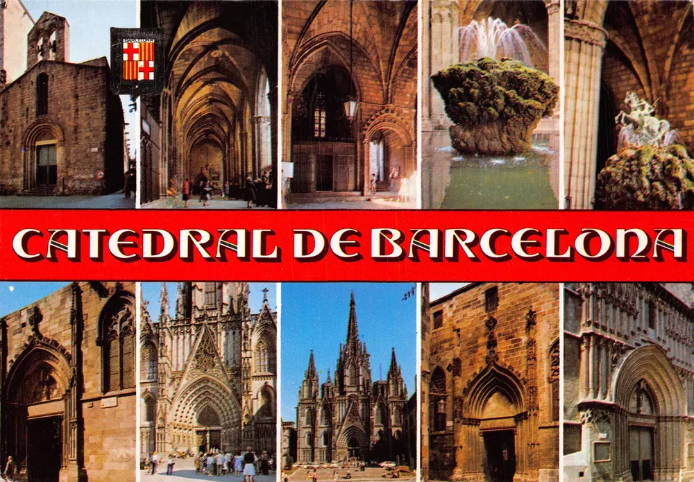 Kathedrale von Barcelona — Panoramablick mit Verlag COMERCIAL ESCUDO DE ORO - Vorderseite