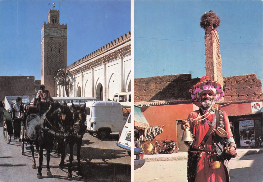 Marrakech — Platz der Kasbah mit Kutsche und Musiker — CREATEC Editions - Vorderseite