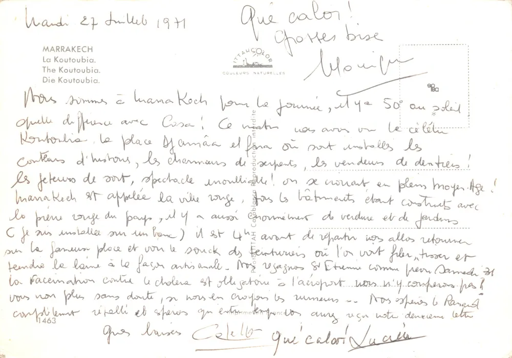 Die Koutoubia in Marrakech — roter Ziegelminaret und weißer Kuppel, Verlag ITAUCOLOR - Rückseite