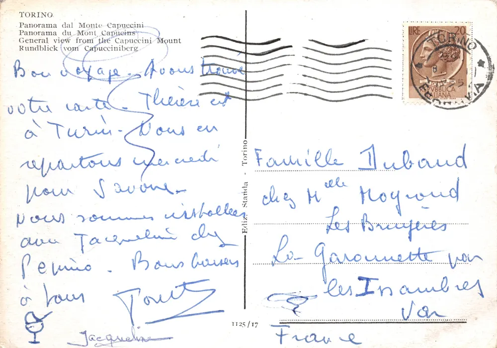 Torino — Panorama du Mont Capuccini — éditeur Edizio Standa - Verso