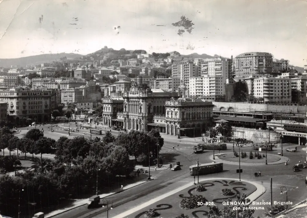 Genova — Stazione Brignole avec panorama — Brunner & E. Como n° 30-B26 - 앞면