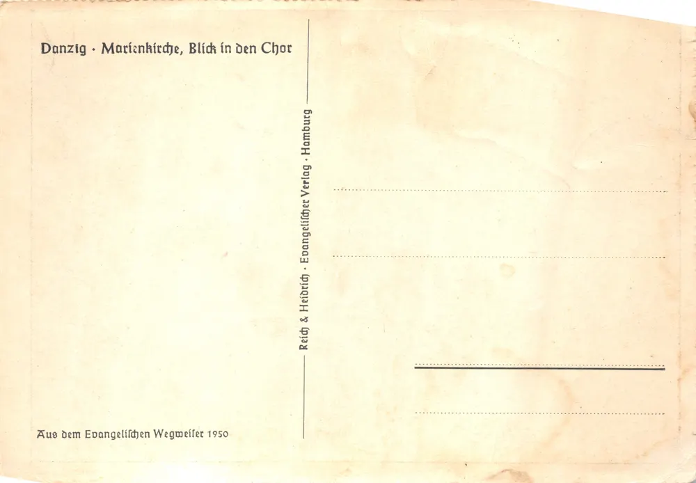 Danzig - Marienkirche — Ansicht des Chors — Reich & Heidrich, Hamburg - Rückseite