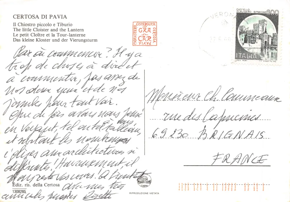 Certosa di Pavia — Le petit Cloître et la Tour-lanterne — Édiz. ris. della Certosa - Verso