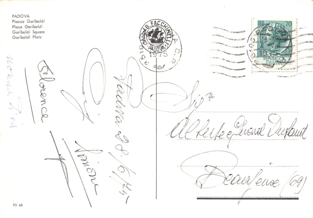 Padua - Garibaldi-Platz — Verlag PD 68, mit sichtbarem UPIM-Schild - Rückseite