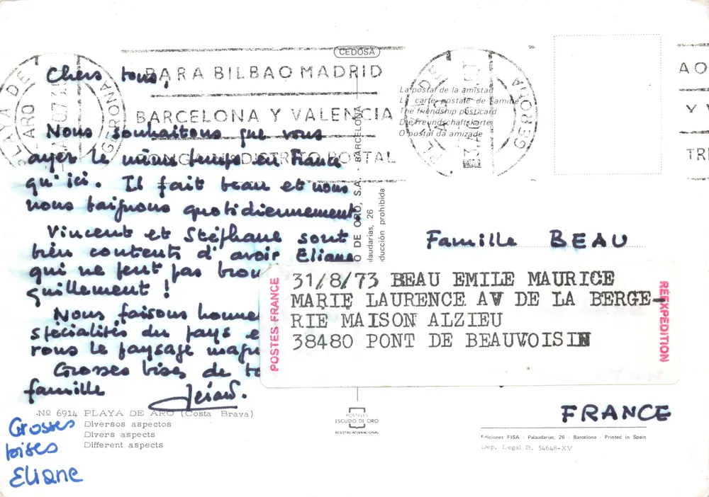Playa de Aro — Panoramablick und Badebilder — Editions FISA, Barcelona - Rückseite
