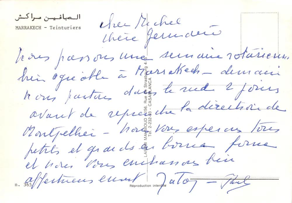 Marché de Marrakech — Teinturiers — éditeur LARBI MAMMOUD - Verso