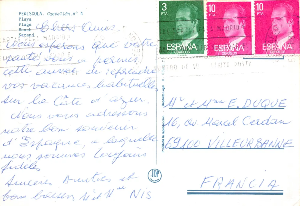 Peñíscola — Ansicht der Strand und Gebäude — Verlag JDP, Nr. 4 - Rückseite