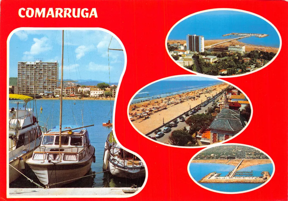 Comarruga — Ansicht von Hafen, Strand und Stadt — Verlag RAYMOND, Tarragone - Vorderseite
