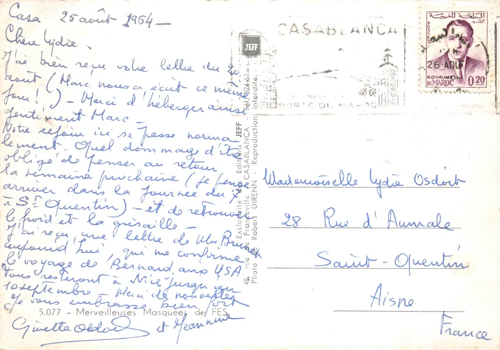 Fès — Mesquitas e minarete — Éditions JEFF, n° 5.077 - Verso