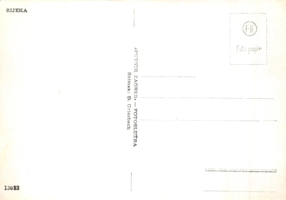 Panoramablick auf Rijeka — Verlag D. Griesbach, Nr. 13022 - Rückseite