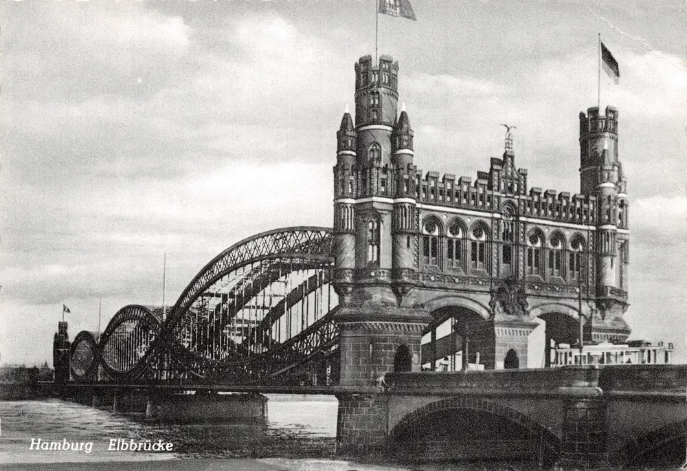 Hamburg — Elbbrücke mit ihren gotischen Türmen — Verlag K. W. H., Nr. 40 B - Vorderseite